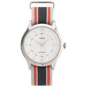 Timex Orologio al Quarzo WHITNEY VILLAGE Quadrante Acciaio 35 MM Cinturino Tessuto Perla-Rosso-Blu Resistenza 50 M