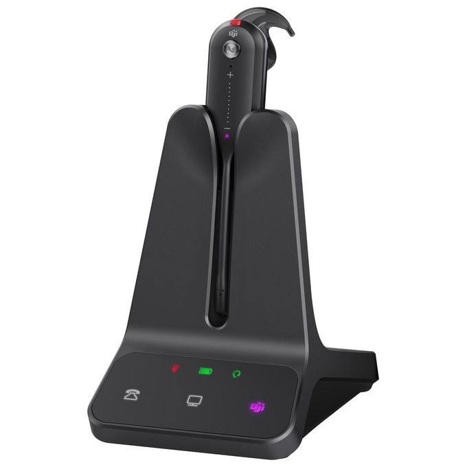 Yealink 1208711 WH63 E2 Teams Auricolare Wireless a Clip per Ufficio con Microfono a Stelo e Connessione DECT Fino a 180 Metri Autonomia 8 Ore Colore Nero