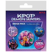 Pyramid BP2510743 K-Pop Demon Hunters Set di Spille 5 Pezzi Diametro 4x2,5 cm e 1x3,8 cm colore Multicolore