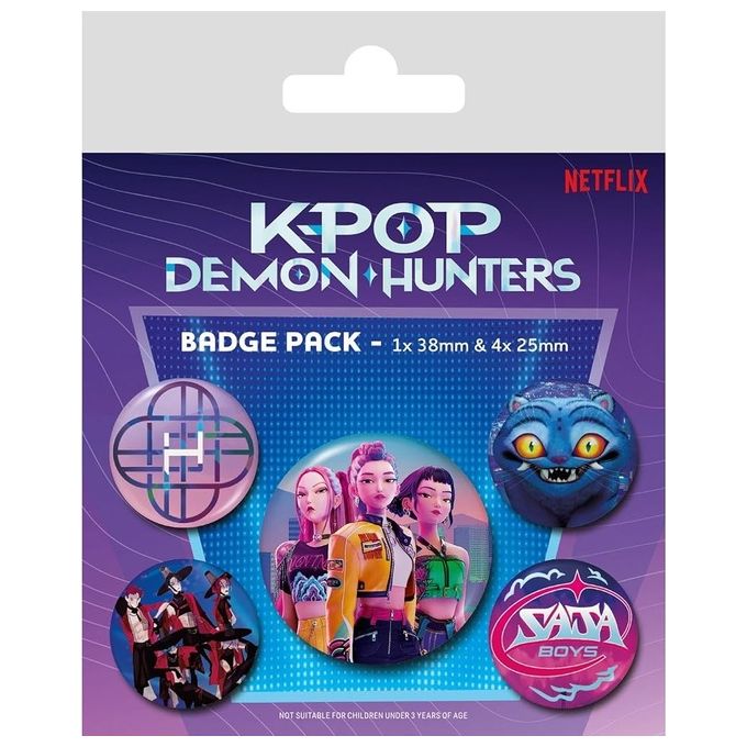 Pyramid BP2510743 K-Pop Demon Hunters Set di Spille 5 Pezzi Diametro 4x2,5 cm e 1x3,8 cm colore Multicolore