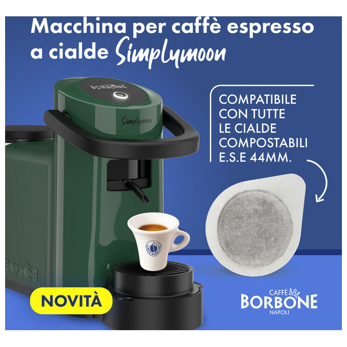 Caffe' Borbone SIMPLYMOONVERD Simplymoon Macchina da caffe' a cialde ESE 44mm Pressione 15 bar Capacita' serbatoio 0,9 L colore Verde