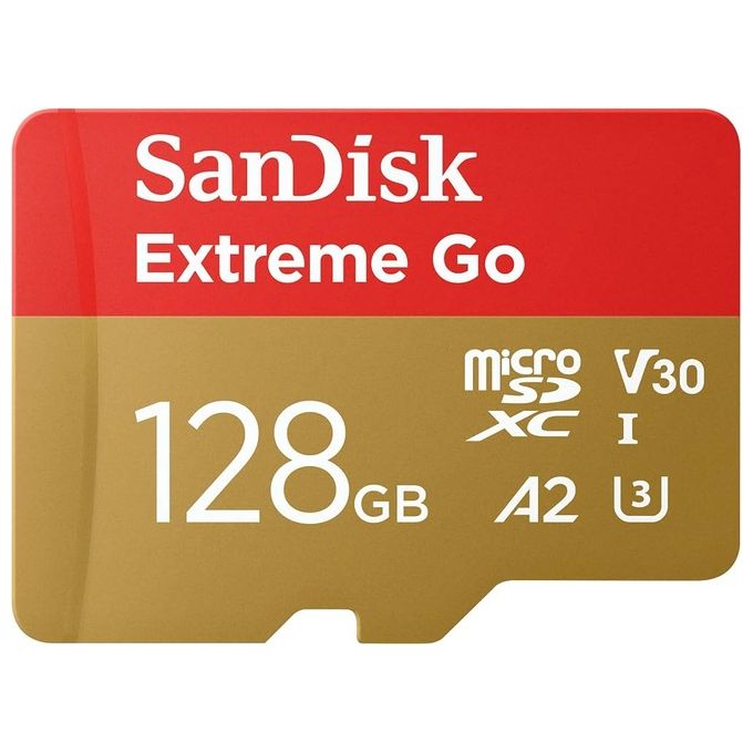 SanDisk SDSQXGN-128G-GN6MN Extreme GO Scheda di memoria microSDXC 128 GB A2 UHS-I U3 V30 240 MB-s lettura 120 MB-s scrittura colore Nero