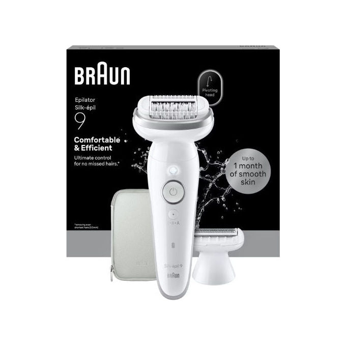 Braun 8700216963657 Silk·épil 9 Epilatore Wet and Dry 40 pinzette MicroGrip ricaricabile 50 min Bianco