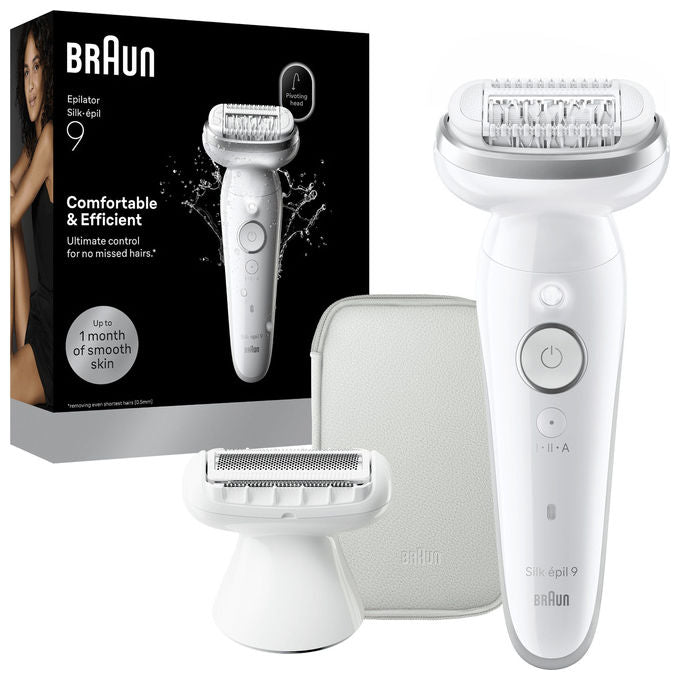 Braun 8700216963657 Silk·épil 9 Epilatore Wet and Dry 40 pinzette MicroGrip ricaricabile 50 min Bianco