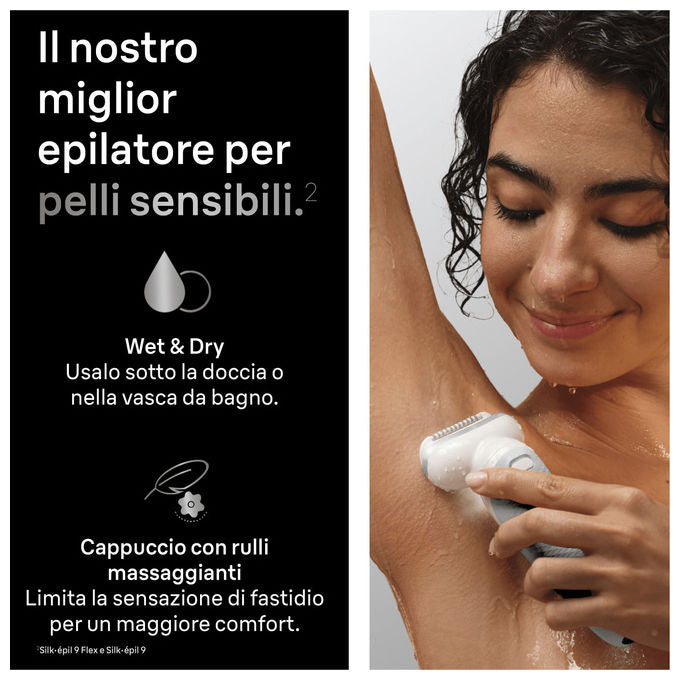 Braun 8700216963657 Silk·épil 9 Epilatore Wet and Dry 40 pinzette MicroGrip ricaricabile 50 min Bianco