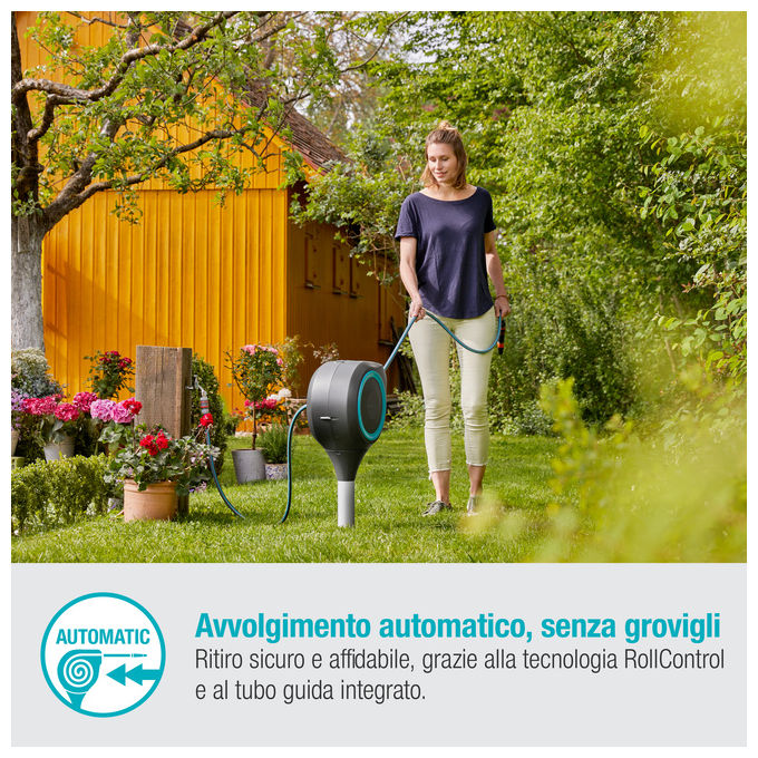 GARDENA Avvolgitubo Automatico da Giardino RollUp S, con Tubo da 15m