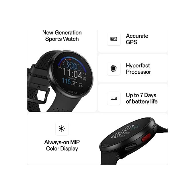 Polar Pacer PRO Running Watch 1.2'' GPS Sport Salute Notifiche Barometro Carbon Gray S-L