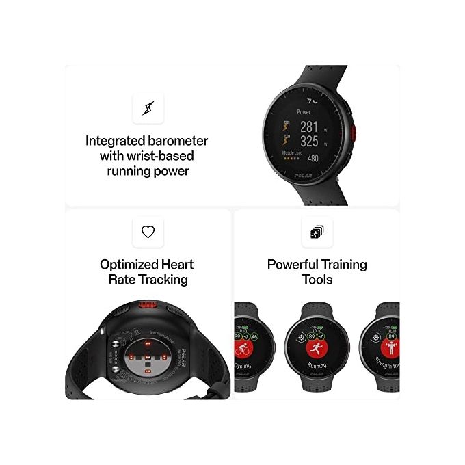 Polar Pacer PRO Running Watch 1.2'' GPS Sport Salute Notifiche Barometro Carbon Gray S-L