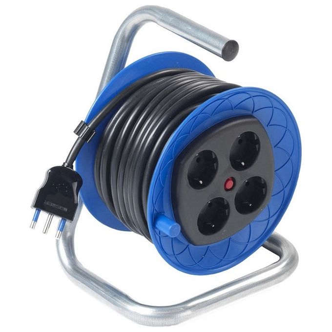 Avvolgicavo 4 Prese Bip-Schuko Spina 16A Disgiuntore - Misura Mt. 25