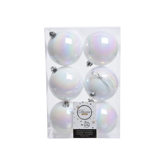 Amicasa Confezione 6 Sfere 80mm White Iris