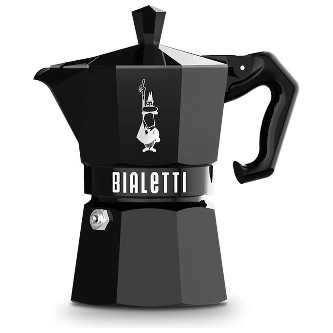 Bialetti 8006363040471 Moka Exclusive Caffettiera 3 tazze in alluminio con guarnizione in silicone colore Nero