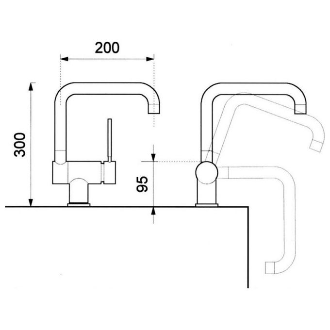 Crolla P 580L CR Miscelatore Cucina monocomando Cromato sottofinestra PURO WINDOW
