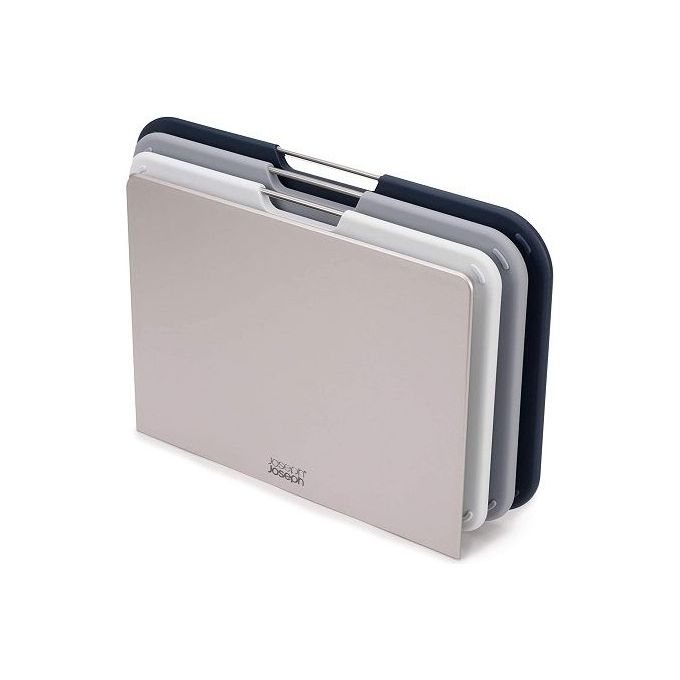 Joseph Joseph 5028420601466 Nest Chop Set di 3 Taglieri con Supporto Lavabile in Lavastoviglie Design Elegante colore Grigio