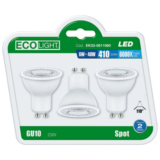 Lampadina Ecolight Led Gu10Sp.6W F.3Pz