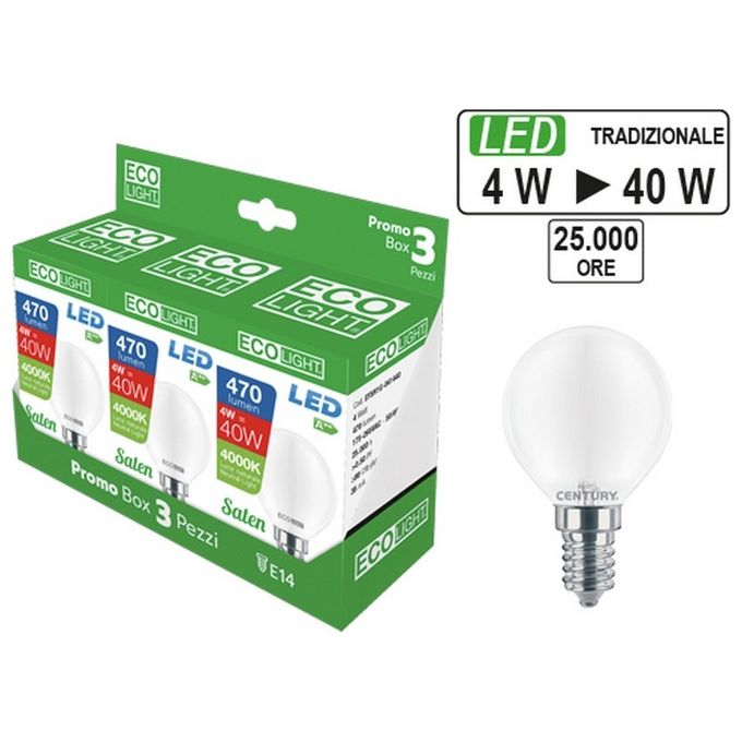 Globo Lampadina Ecolight Led Saten M-G4W Confezione 3 Pezzi
