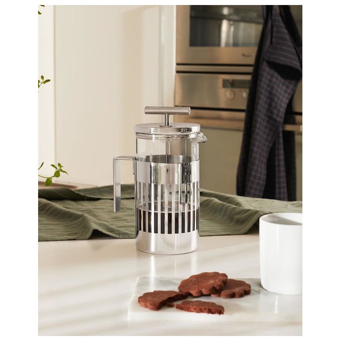 Alessi 9094-8 Caffettiera a presso-filtro o infusiera 8 tazze 720 ml Acciaio Inox Vetro pirofilo colore Inox