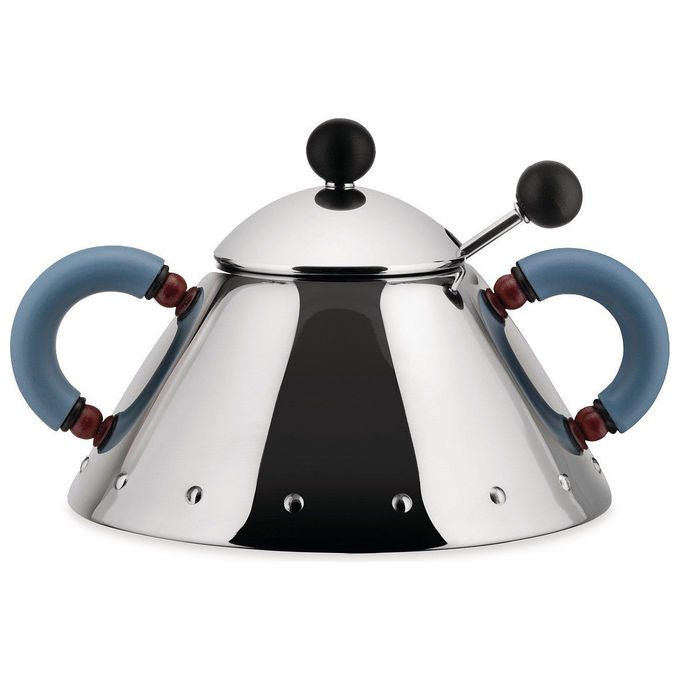 Alessi 9097B Zuccheriera con Cucchiaino in Acciaio Inossidabile 18-10 e Resina Termoplastica Capacita' 20 cl Altezza 8 cm Diametro 10.5 cm colore Nero