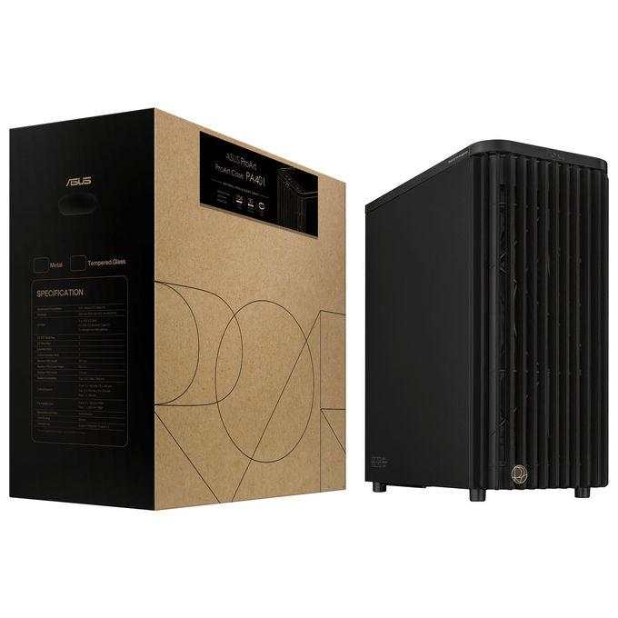 Asus 90DC00M0-B39010 ProArt PA401 Case PC Tower con Pannello Frontale in Legno di Frassino FSC Ventole Preinstallate 2x 160 mm e 1x 120 mm Supporto Radiatore fino a 240 mm PWM Alimentazione Non Inclusa colore Nero