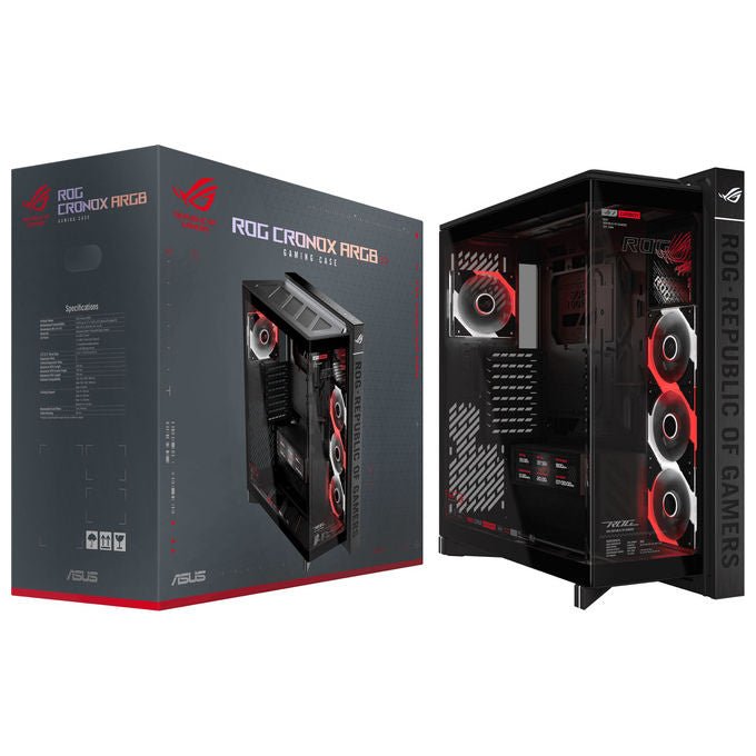 Asus 90DC00T0-B09030 ROG CRONOX GR801 CURVE TG ARGB Midi Tower con Display LCD 9.2'' e Vetro Curvo Temperato colore Nero