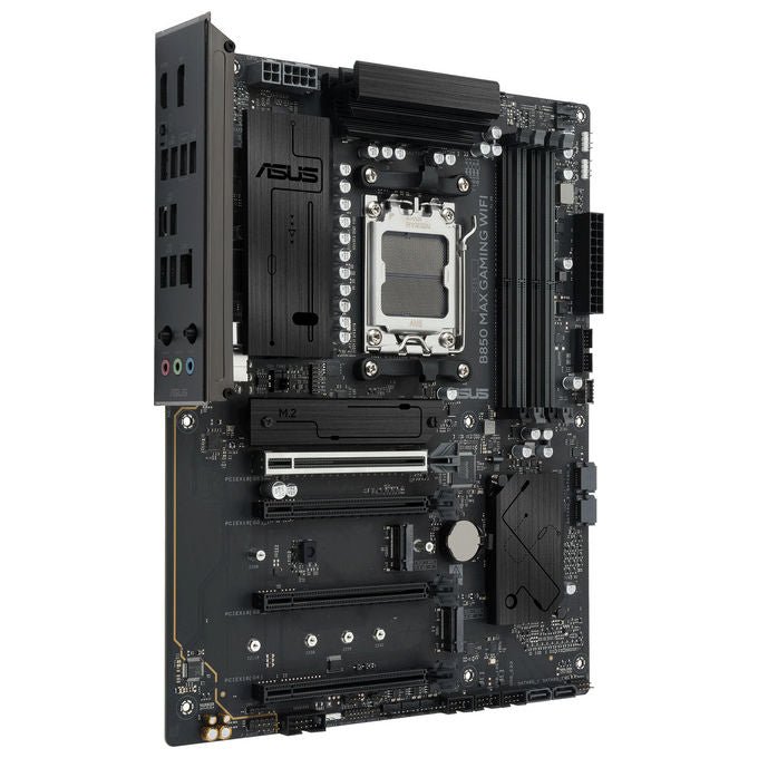 ASUS scheda madre B850 MAX GAMING WIFI, socket AM5, chipset AMD B850, DDR5, PCIe 5.0, 3 slot M.2, Wi-Fi 6E, ATX, nera