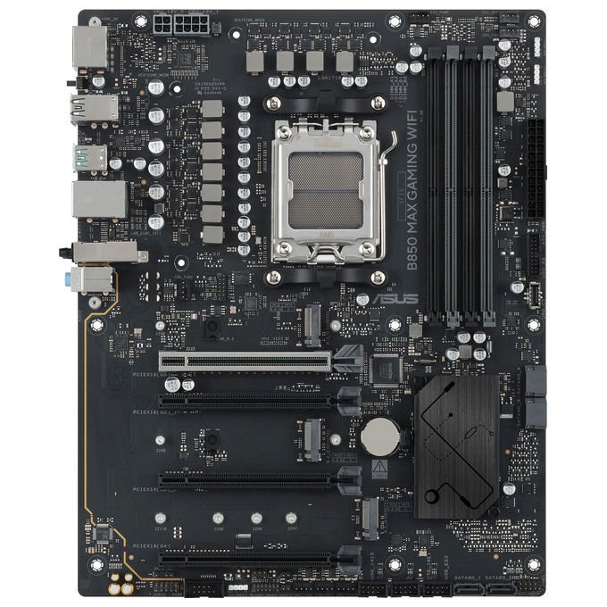 ASUS scheda madre B850 MAX GAMING WIFI, socket AM5, chipset AMD B850, DDR5, PCIe 5.0, 3 slot M.2, Wi-Fi 6E, ATX, nera