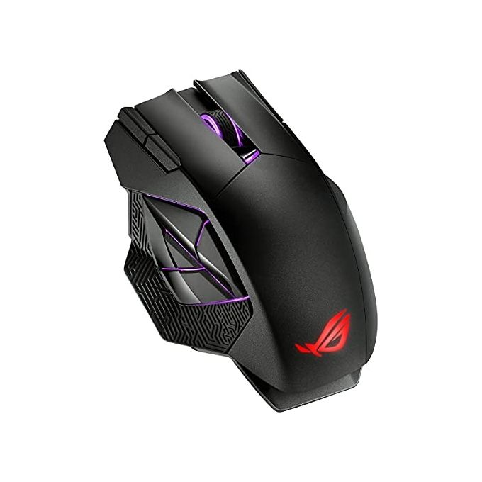 ASUS ROG Spatha X Mouse Gaming Dual-Mode (Wireless e USB-C), Sensore Ottico 19.000 DPI, 12 Tasti Programmabili, Socket Switch Push-Fit, ROG Micro Switch, Base di Ricarica Magnetica, ROG Paracord, Nero