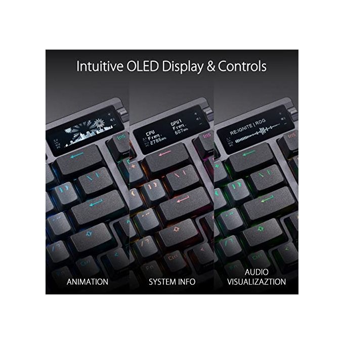 ASUS ROG Azoth Tastiera da Gaming Personalizzabile Wireless, 75 Tasti, Display OLED, Switch ROG NX Rossi Sostituibili, Stabilizzatori Tastiera, Copritasti PBT, Illuminazione RGB, Layout Italia, Nero