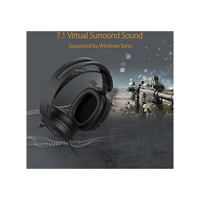 ASUS TUF Gaming H1 Cuffia Jack 3.5mm, 7.1 Surround, Compatibilita': PC+Mac+PS4-PS5+Nintendo Switch+Xbox (One e Serie X-S)+Dispositivi Mobile, Nero