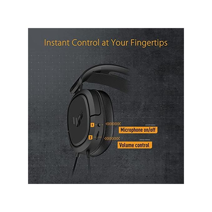 ASUS TUF Gaming H1 Cuffia Jack 3.5mm, 7.1 Surround, Compatibilita': PC+Mac+PS4-PS5+Nintendo Switch+Xbox (One e Serie X-S)+Dispositivi Mobile, Nero