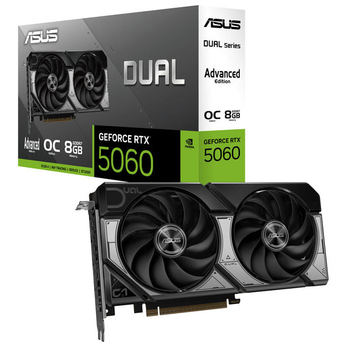 Asus 90YV0PS0-M0NA00 Dual Scheda Grafica NVIDIA GeForce RTX 5060 8 GB GDDR7 2 ventole colore Nero Bianco