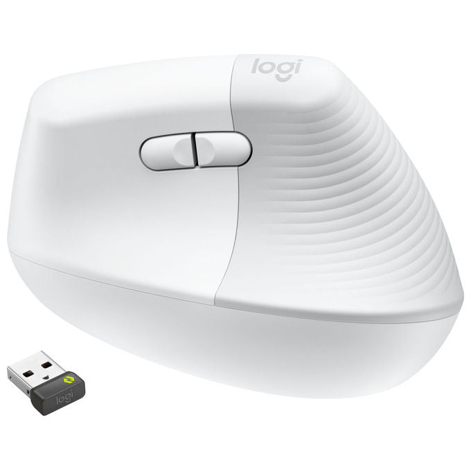 Logitech 910-006496 Lift Mysz Biurowa Prawor?czna RF Wireless Bluetooth 4000 DPI Przyciski Dostosowalne Klikanie Ciche Kolor Bia?y