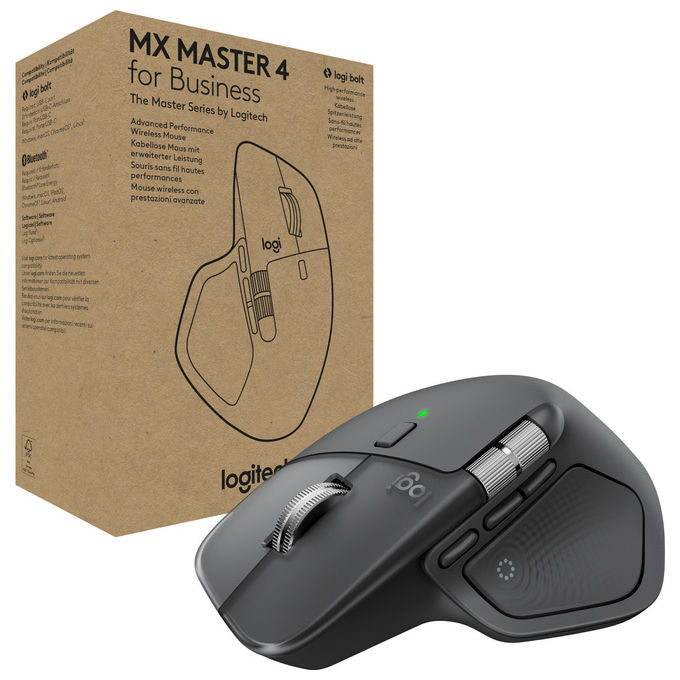 Logitech 910-007617 MX Master 4 for Business Mouse Wireless 8000 DPI con Scrolling MagSpeed e Clic Silenziosi colore Grafite