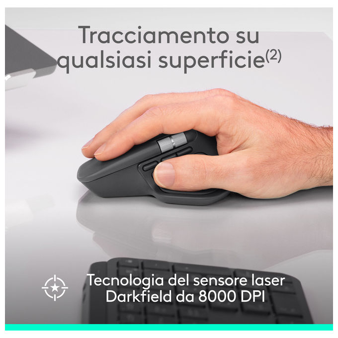 Logitech 910-007617 MX Master 4 for Business Mouse Wireless 8000 DPI con Scrolling MagSpeed e Clic Silenziosi colore Grafite