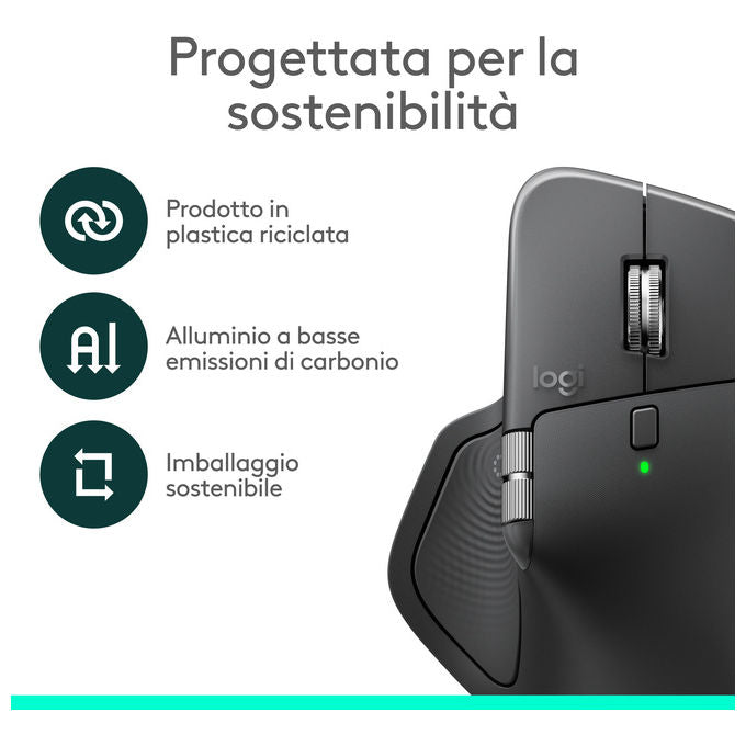 Logitech 910-007617 MX Master 4 for Business Mouse Wireless 8000 DPI con Scrolling MagSpeed e Clic Silenziosi colore Grafite