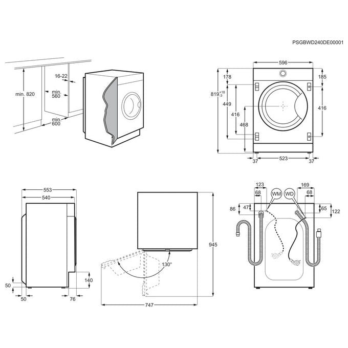 Electrolux EW7F7BBI PerfectCare Serie 700 Lavatrice Caricamento Frontale 7 Kg 1400 rpm Classe B con SteamCare e Motore Inverter (60x54x82 cm) colore Bianco