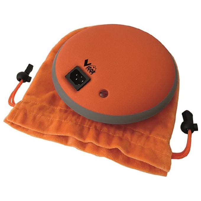 Vigor Dotty – Termoforo formato universale, riscaldamento rapido (circa 8 min), timer con spegnimento automatico, fodera in acciaio, lavabile, alimentazione elettrica, colore acciaio-orange