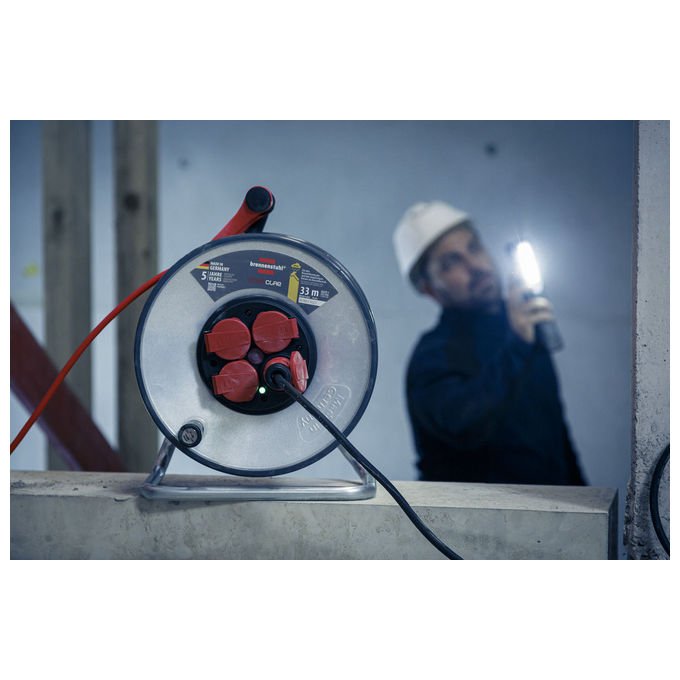 Brennenstuhl 9192330210 SteelCore Avvolgicavo Professionale 4 Prese IP44 33 m H07BQ-F 3G2.5 colore Rosso
