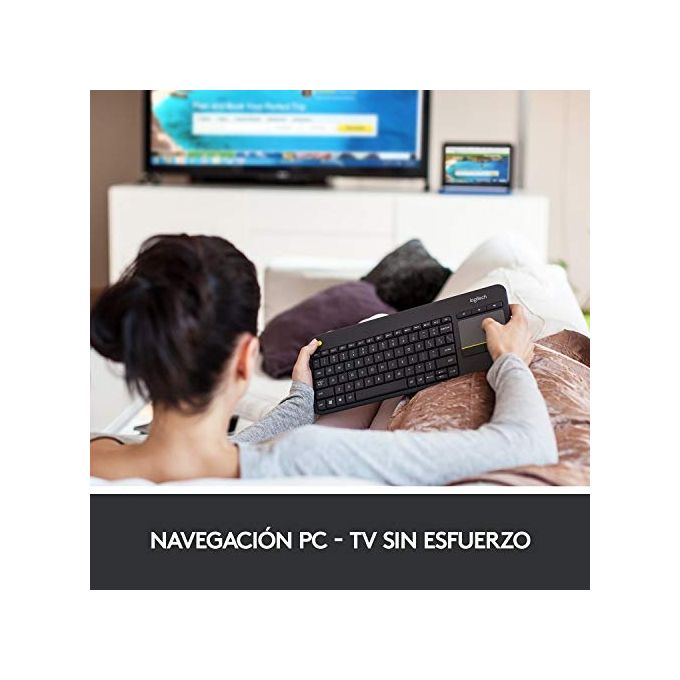 Logitech Wireless Touch Keyboard K400 Plus Tastiera senza Fili 2.4 GHz QWERTY Spagnola Nero