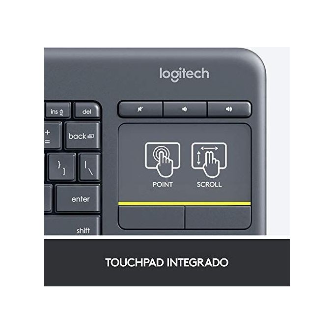 Logitech Wireless Touch Keyboard K400 Plus Tastiera senza Fili 2.4 GHz QWERTY Spagnola Nero