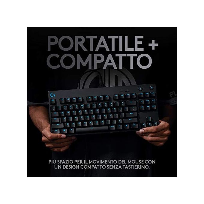 Logitech G PRO TKL Tastiera Gaming Meccanica GX Blue Clicky Switch LIGHTSYNC RGB Micro Cavo USB Rimovibile QWERTY ITA Layout Nero