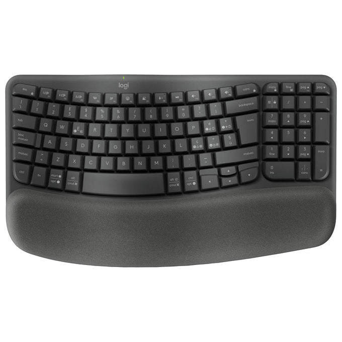 Logitech 920-012330 Wave Keys for Business Tastiera Wireless Ergonomica Supporto Polsi colore Grafite