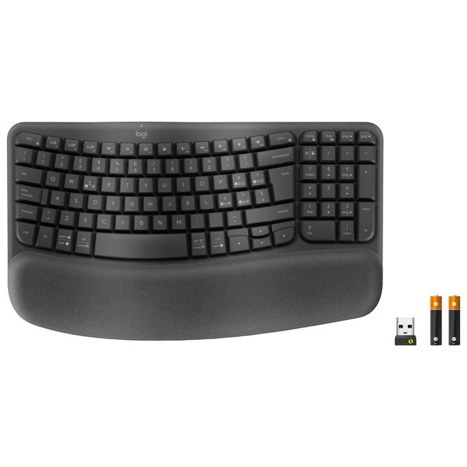 Logitech 920-012330 Wave Keys for Business Tastiera Wireless Ergonomica Supporto Polsi colore Grafite