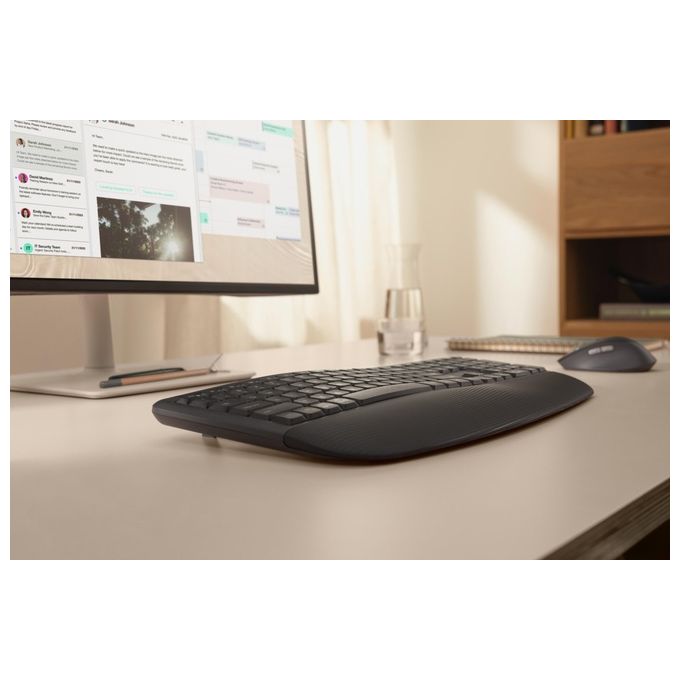 Logitech 920-014034 Signature Comfort Plus Combo MK880 Tastiera e Mouse Wireless con Poggiapolsi Integrato e Cuscinetto per Palmo Grafite