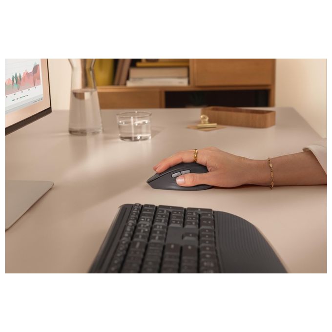 Logitech 920-014034 Signature Comfort Plus Combo MK880 Tastiera e Mouse Wireless con Poggiapolsi Integrato e Cuscinetto per Palmo Grafite