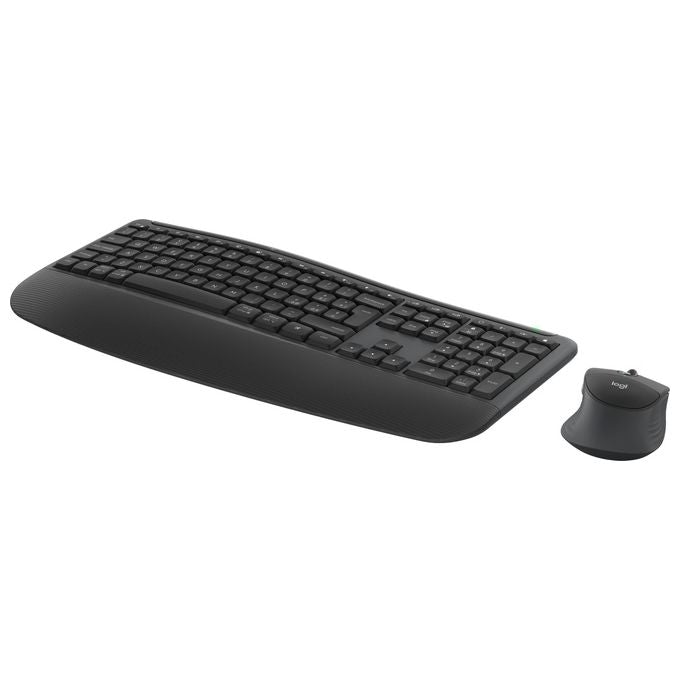 Logitech 920-014034 Signature Comfort Plus Combo MK880 Tastiera e Mouse Wireless con Poggiapolsi Integrato e Cuscinetto per Palmo Grafite