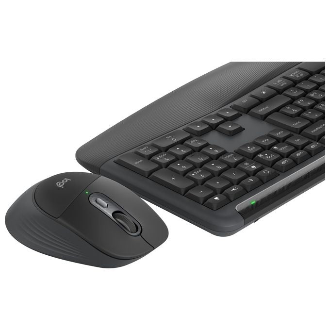 Logitech 920-014034 Signature Comfort Plus Combo MK880 Tastiera e Mouse Wireless con Poggiapolsi Integrato e Cuscinetto per Palmo Grafite