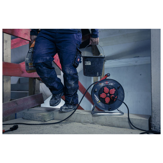 Brennenstuhl 9232400100 Professional Cavo Avvolgicavo 40 m 5 Prese IP44 H07RN-F 3G2.5 colore Nero Rosso