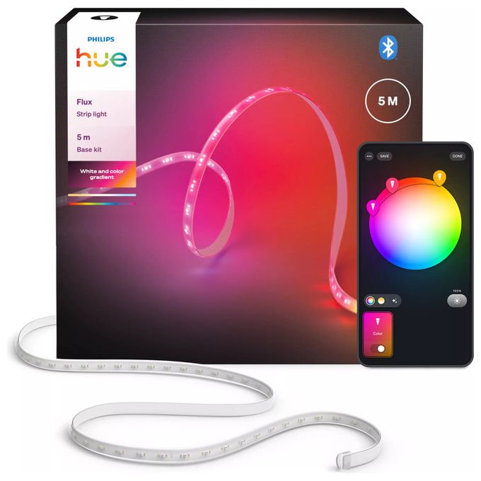 Philips HUEFLUX5M Philips Hue Flux Ta?ma LED RGBWWIC 5m 20 W 2000 lm Bluetooth Zigbee colore Multicolor