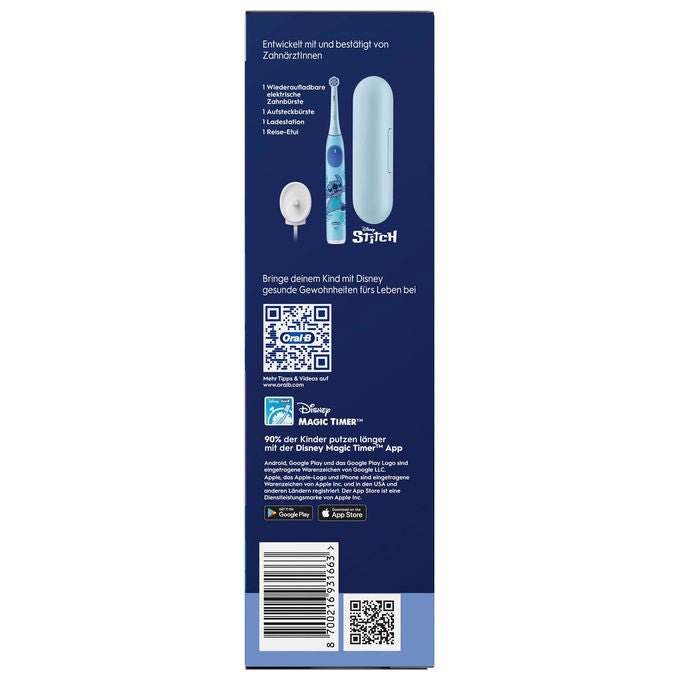 Oral-B IOKIDSTITCH6 Oral-B iO Kids Stitch Spazzolino elettrico rotante 3 modalita' Timer musicale 2 minuti Sensore pressione Autonomia 7 giorni colore Blu
