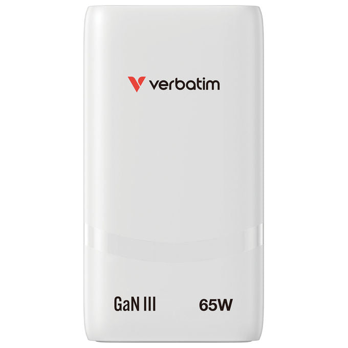Verbatim 32355 Caricabatterie USB-C 65W GaN Power Delivery 3.0 2 Porte Colore Bianco
